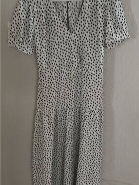 Topshop White Dress with Black Dot Print